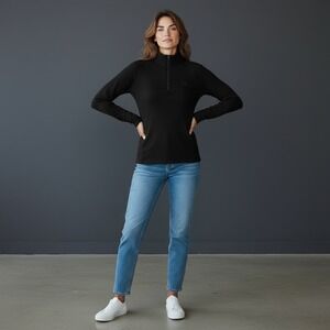 Icebreaker Merino Wool 200 Quarter Zip Pullover Black Women's XL Long Sleeve